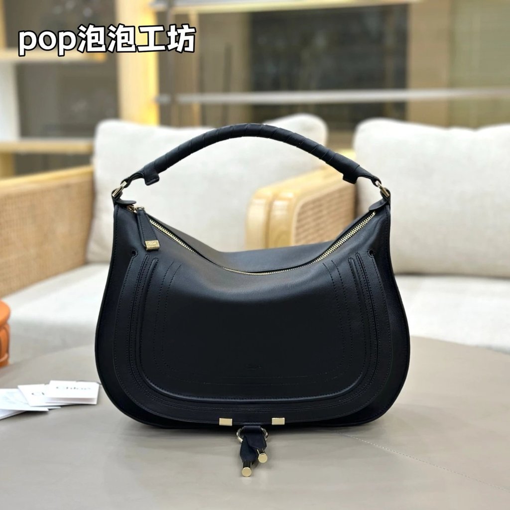 Chloe Bag Marcie Saddle Bag Logo Soft Leather Bag Cowhide Portable Shoulder Bag