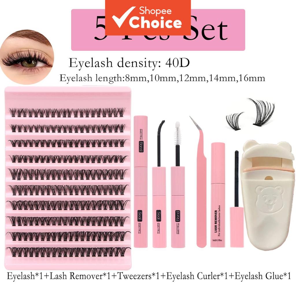 Volume Wispy D Curl Lash Clusters Kit 40D 8-16 มม.สําหรับ DIY Eyelash Extension