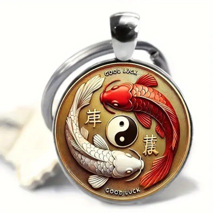 เครื่องประดับ Yin Yang Tai Chi Pattern Time Gem Pendant Necklace w 5JQT