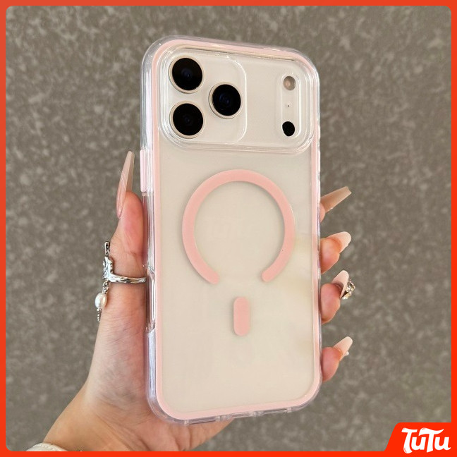 TuTu Luxury Jelly แม่เหล็กโปร่งใสสําหรับ iPhone 11 12 13 14 15 16 17 Pro Max Plus Clear กันชนกลับเคสโทรศัพท์