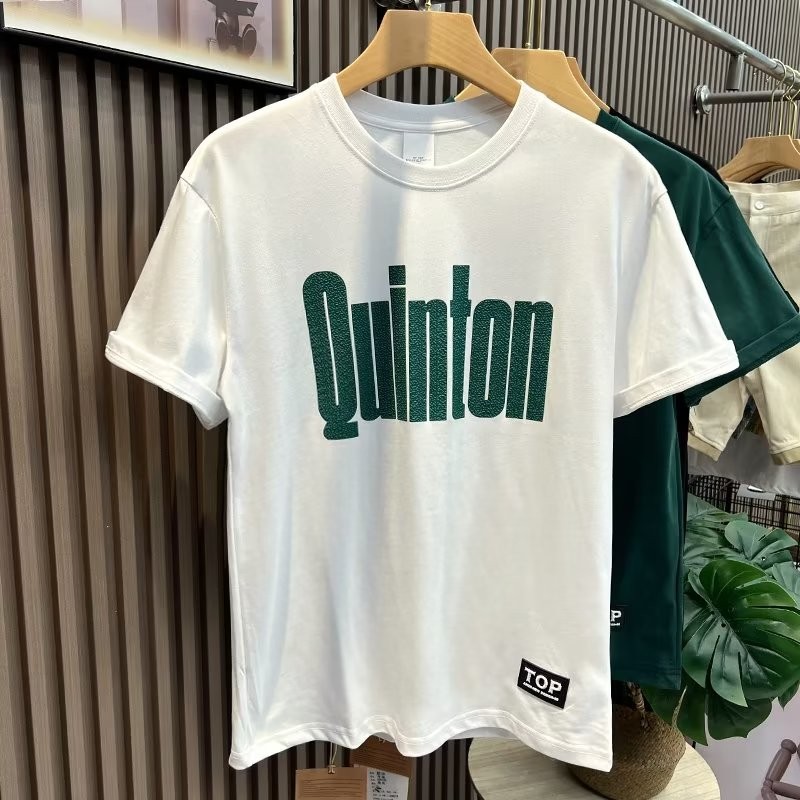 2025 Summer New Men's Fashion Versatile Short Sleeve Youth Korean Style Casual Simple Letter Loose R