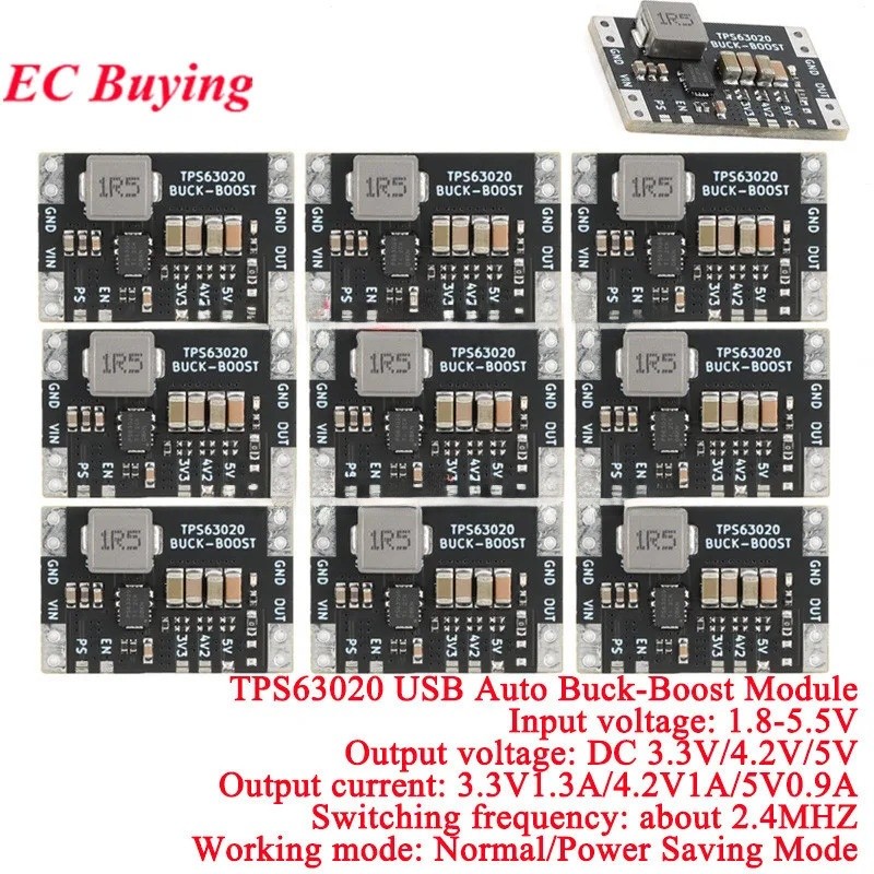 2 ชิ้น/1 ชิ้น TPS63020 3.3 V 4.2 V 5 V แบตเตอรี่ลิเธียมอัตโนมัติ Boost Buck ขั้นตอนลงโมดูล XL63020 Microcontroller Power Low Ripple