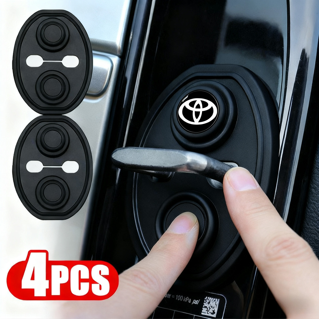 【🌞ส่งไว มีCOD】1/4 ชิ้น Toyota ซิลิโคนรถประตูล็อคฝาครอบป้องกันประตูล็อคโช้คอัพเงียบอุปกรณ์เสริมสําหรั