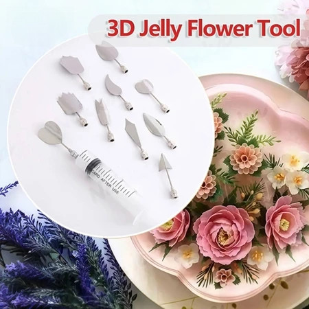 ชุดอุปกรณ์ทำวุ้นดอกไม้ 3D DIY เข็มฉีดทำเจลลี่ วุ้นศิลปะ ตกแต่งเค้ก พุดดิ้ง แม่พิมพ์ทำขนมมงคล ขนมโฮมเมดได้ง่าย