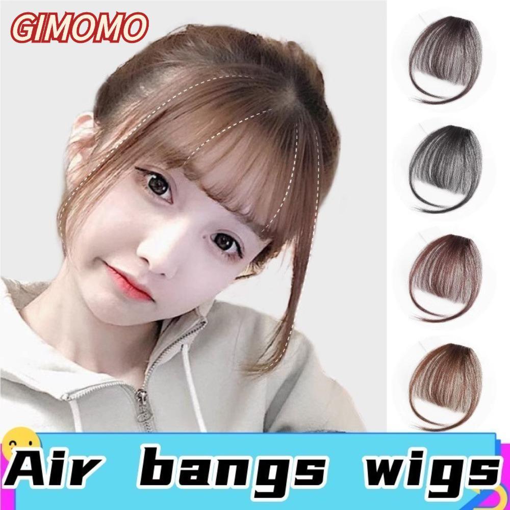 GIMOMO Air Bangs Hairpiece,สีดําสีน้ําตาลสําหรับสาว Mini Fake Bangs, ผู้หญิงสังเคราะห์ Hairpiece Ext