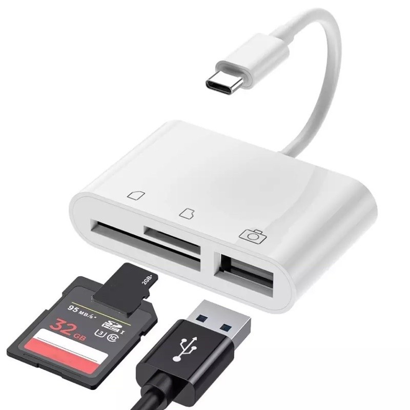 ตัวแปลง USB-C To Card Reader สายแปลง port TYPE C TO SD CARD Adaptercable หัวแปลงตัวอ่านการ์ด