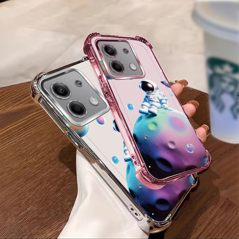 เหมาะสําหรับ Redmi NOTE 13 Pro 4G 5G plus POCO M6 Pro X6 Electroplated กันกระแทกเคสโทรศัพท์รูปแบบสาว