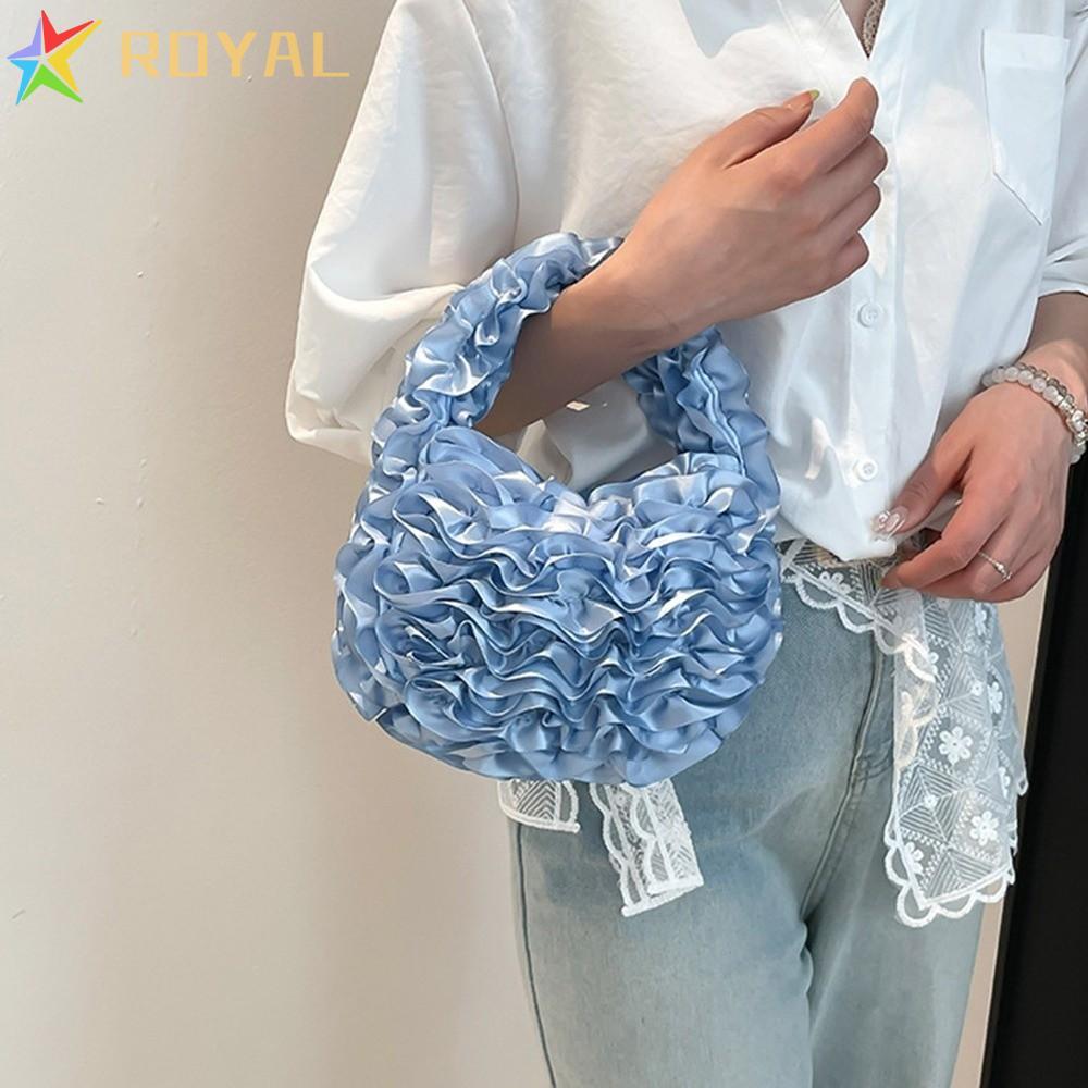 ROYAL Sweet Rose Petal กระเป๋า tote ลายดอกไม้, งานปักเลซ elegant, น้ำหนักเบาทรงตัวดี