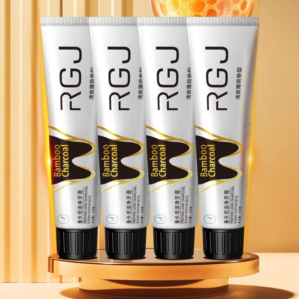 R RGJ Binchotan ยาสีฟันทําความสะอาดถ่านไม้ไผ่เปิดใช้งานไวท์เทนนิ่งทําความสะอาดฟันทําความสะอาดลึกลดคร