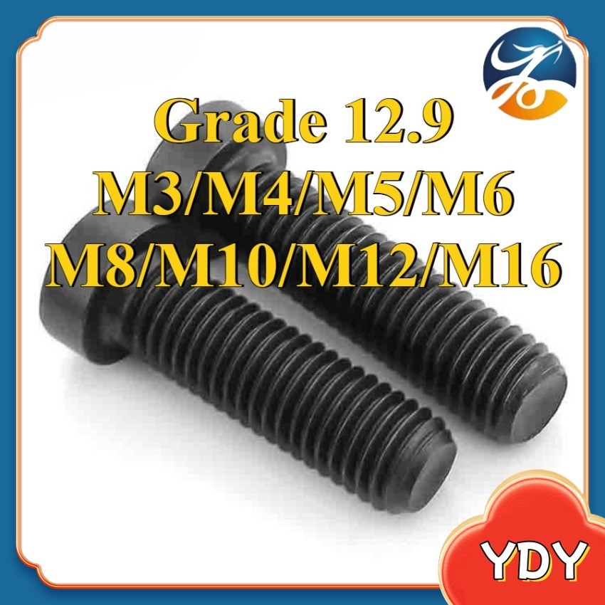 น็อตหัวจมบาง สกรูหัวจมหกเหลียม หัวสั้น น็อตหัวจมบาง เกรด 12.9 แข็งพิเศษ เกลียวมิล ตลอด สกรู /Hexagon