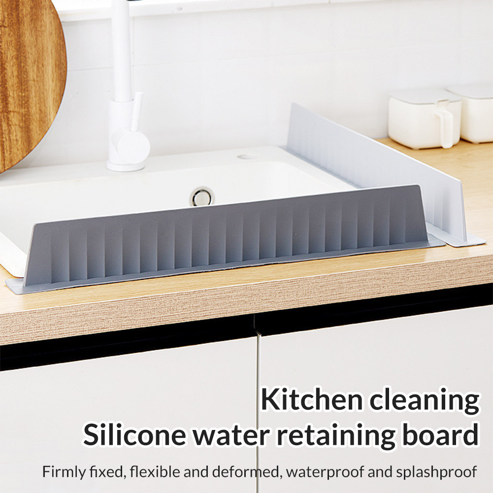 อ่างล้างจาน Backsplash ซิลิโคน Water Blocker Guard ห้องครัว Island Splash Protection