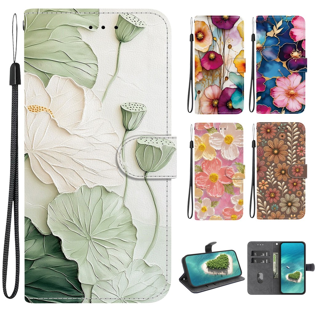 LG K62 K52 Q52 K61 K71 K51S K41S K40S K50 Q60 K42 Stylo 7 6 5 กํามะหยี่G9 4G 5G Lotusดอกไม้กระเป๋าสต