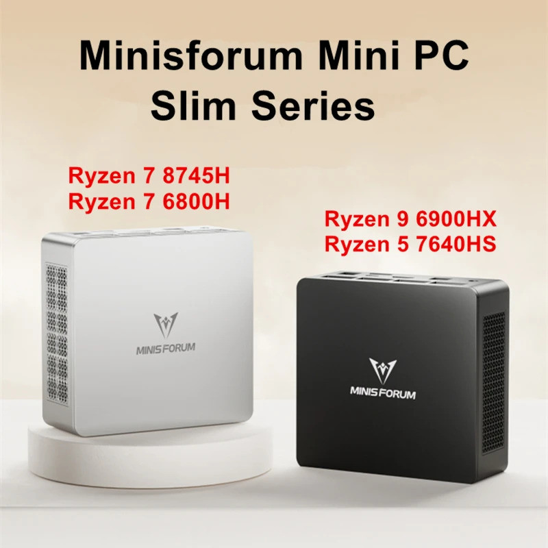 MINISFORUM Slim Series Mini PC UM870 AMD Ryzen 7 8745H USB4.0 2 * DDR5 2 * PCIE4.0 2.5G LAN Windows 