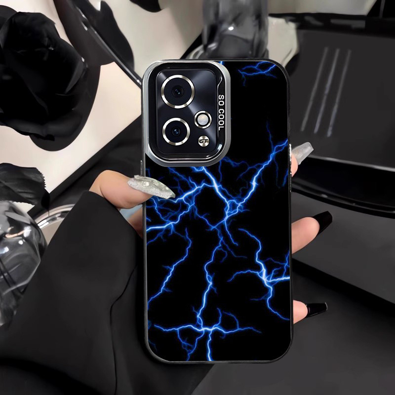 Minimalist Blue Lightning Csing HP Silver สี Mtte Premium Silver nti Jtuh Hrd สําหรับ Relome หมายเหต