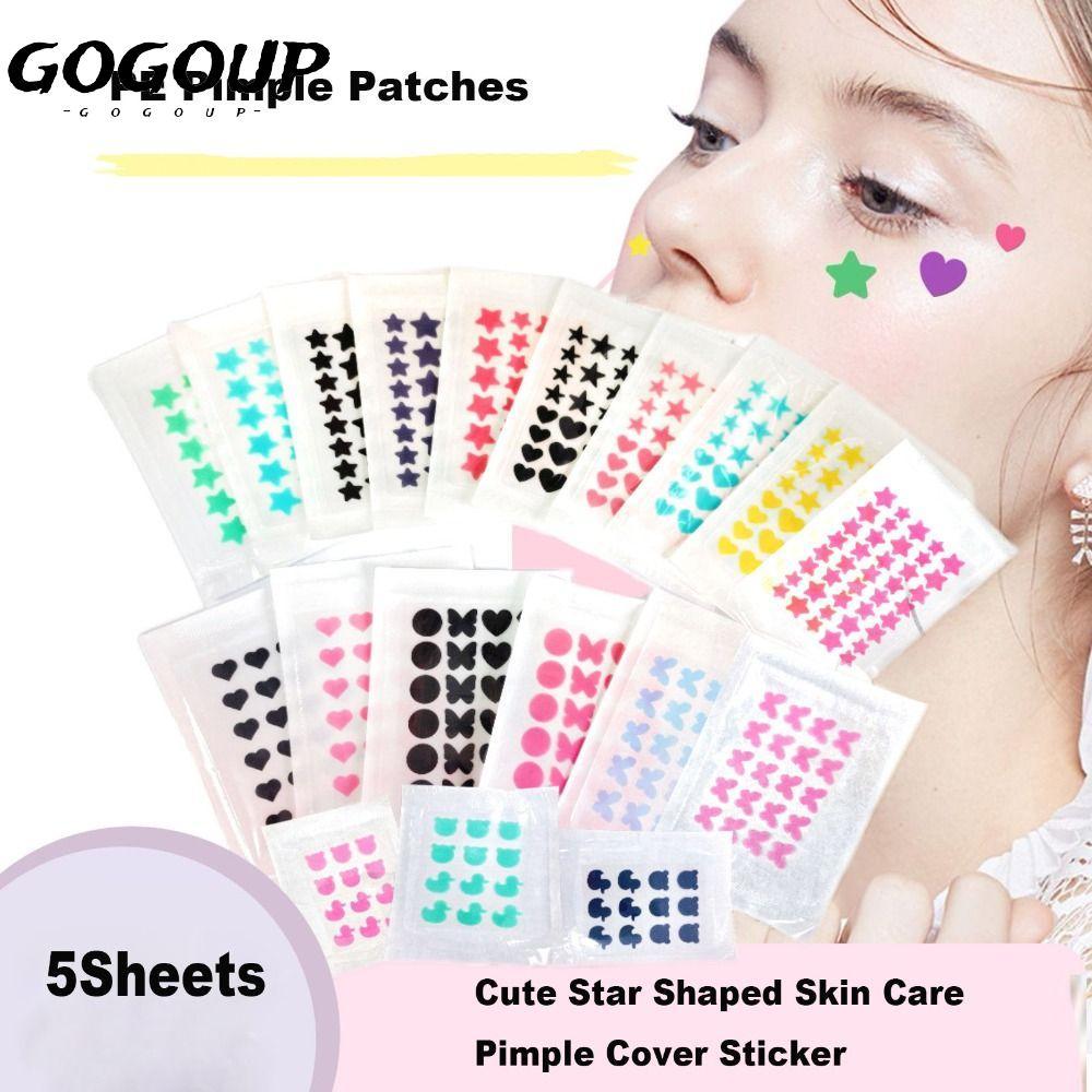 GOGOUP 5 แผ่น PE Pimple Patch, Acne Treatment Invisible Skin Care Pimple Cover Sticker, Star Shaped 