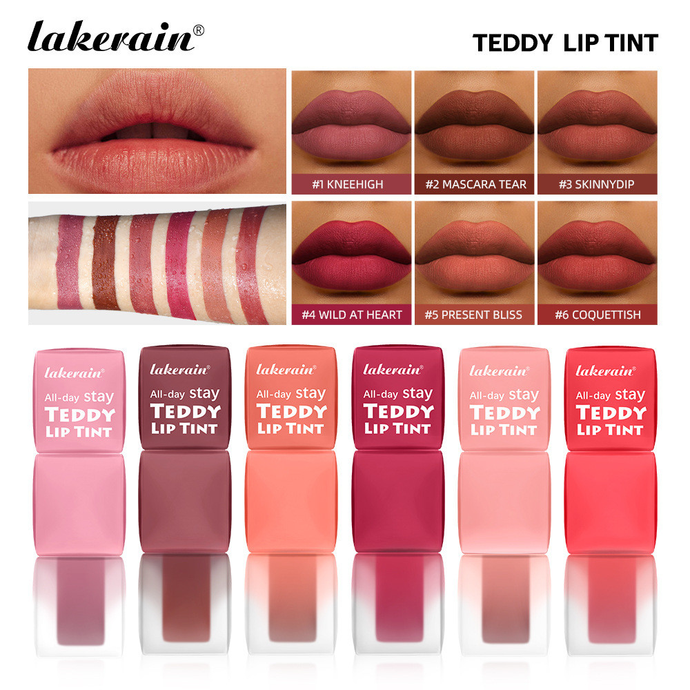 Makeup Lakerain Teddy Lip Gloss Long-Lasting Matte Easy to Apply Lip Glaze Teddy Lip Tint Export