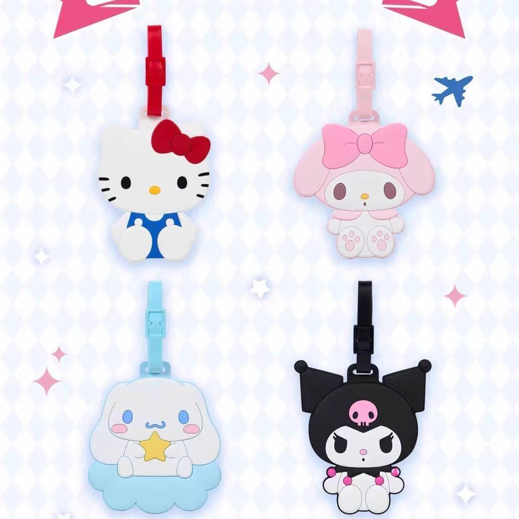 ป้ายห้อยกระเป๋าเดินทาง Sanrio Kitty Melody ออกแบบการ์ตูนสีดำ สำหรับแท็กฝากที่สนามบิน