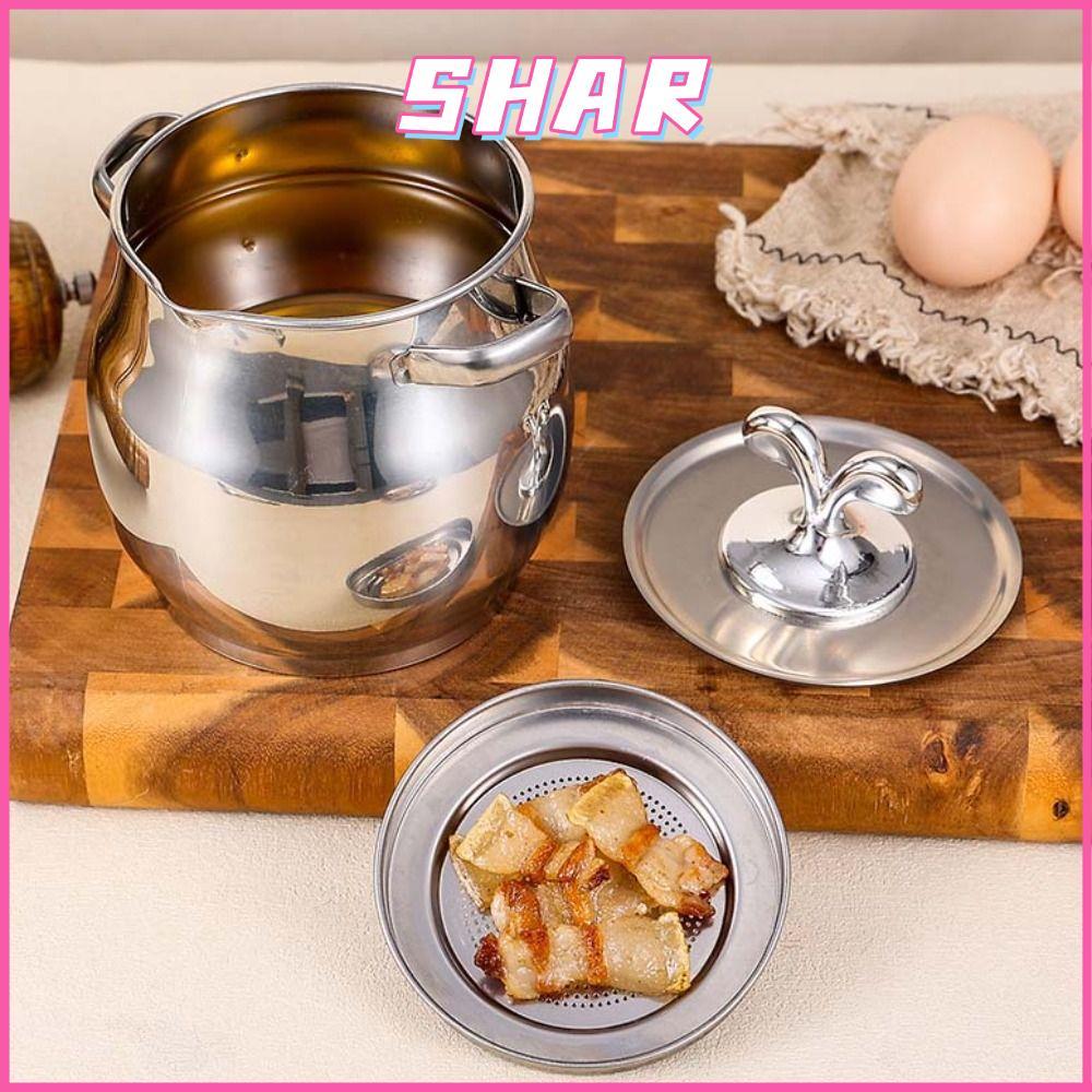 SHAR ถังกรอง, 1.5/3.5L Lard Filter หม้อกรองน้ํามัน, Grease Keeper ความจุขนาดใหญ่สแตนเลสทําอาหารกรองน