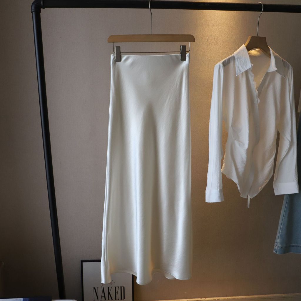 แนะนำ ผ้าม่าน ** 2025 ต้นฤดูใบไม้ผลิผลิตภัณฑ์ใหม่ขายร้อน ~ สไตล์เกาหลีอารมณ์ที่เรียบง่ายผ้าม่าน ผอมลง ดู หางปลา กระโปรงผู้หญิง * ราคาพิเศษ มีเก็บเงินปลายทาง