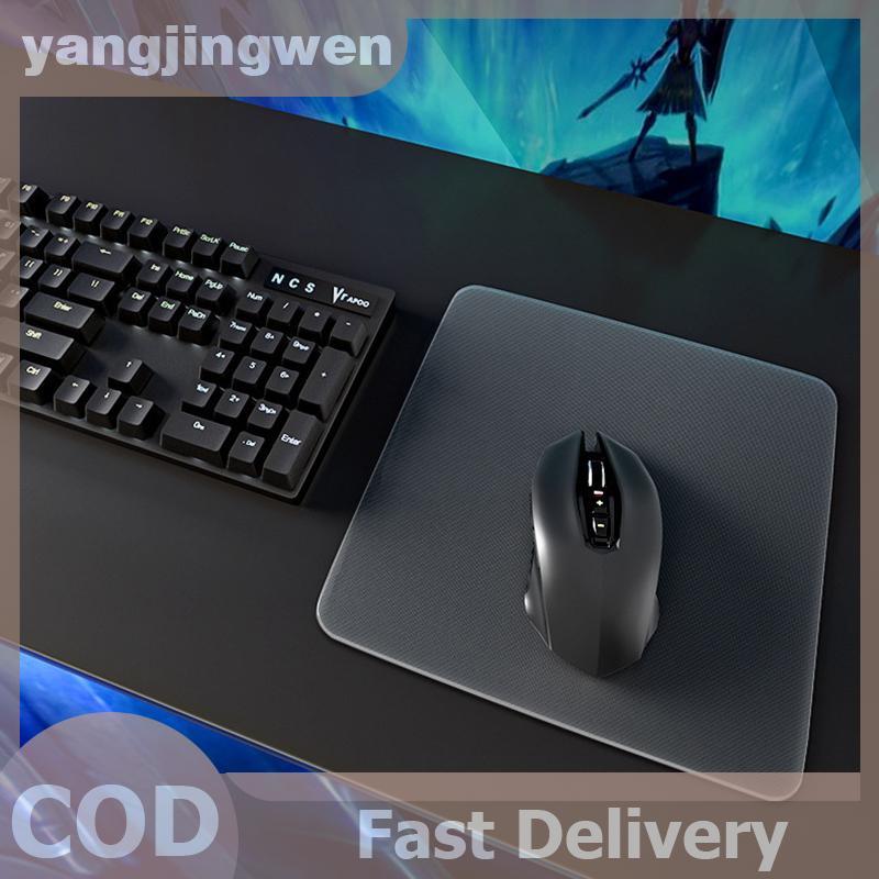YANGWEN แผ่นรองเมาส์ออปติคอลสําหรับเล่นเกมกระจกใส E-Sport FPS อุปกรณ์เสริมเกมเมอร์แผ่นรองเมาส์มืออาช