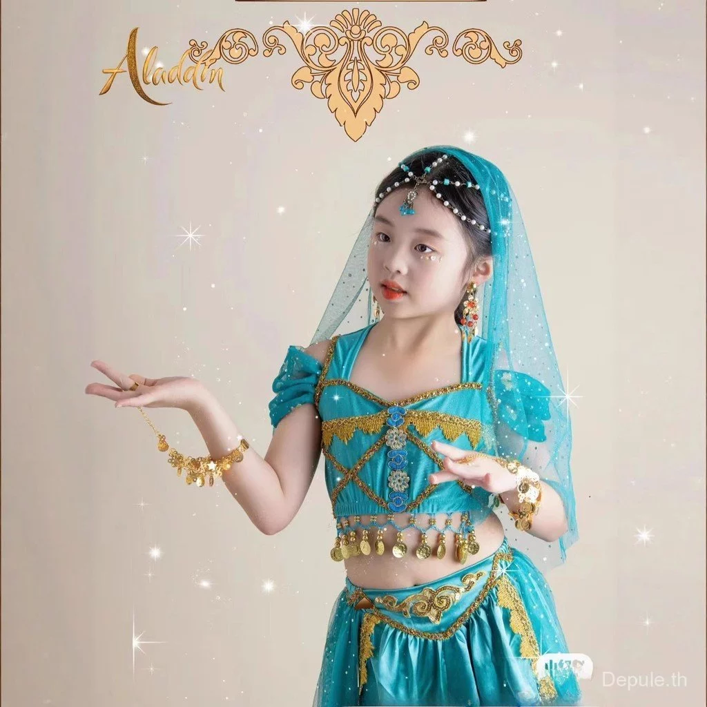 Lehenga เด็กเครื่องแต่งกายอินเดียเด็ก devavali เสื้อผ้าเด็กจัสมินเจ้าหญิงชาติพันธุ์เครื่องแต่งกายสาวอินเดียเต้นรําประสิทธิภาพชุดแบบดั้งเดิมเต้นรําเสื้อผ้า thumbnail 4
