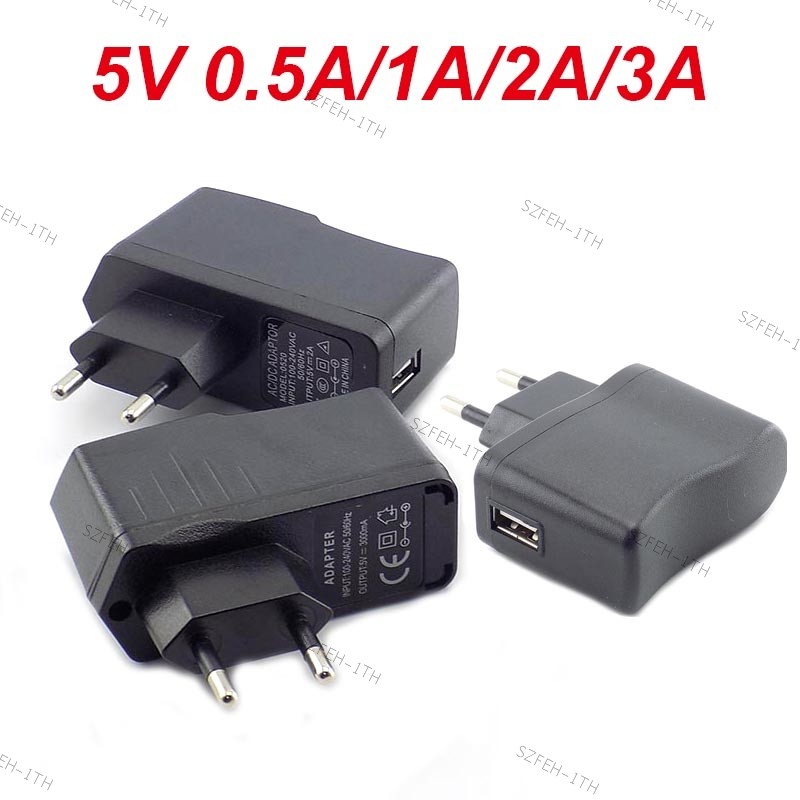 Euro Plug AC 100-240V DC 5V 0.5A 1A 2A 3A Micro USB Wall Charger Power Adapter Supply สําหรับ LED Li