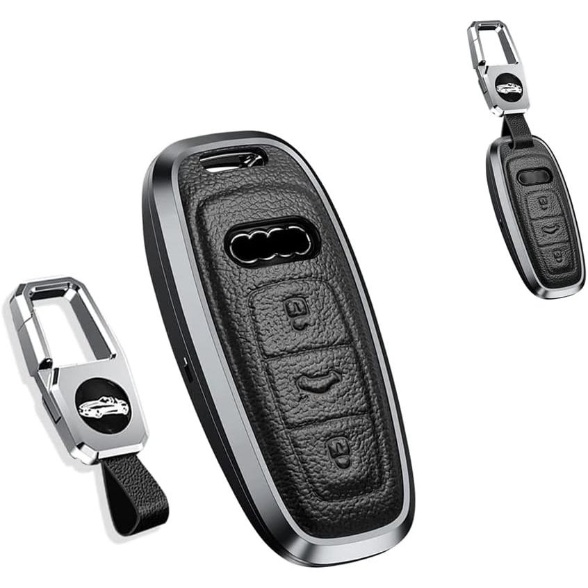 SANRILY 1 ชิ้น Keyless สีดํา Key Fob ฝาครอบ fit สําหรับ Audi A6 A7 A8 2020 2021 E-tron Q8 Q7 โลหะหนั