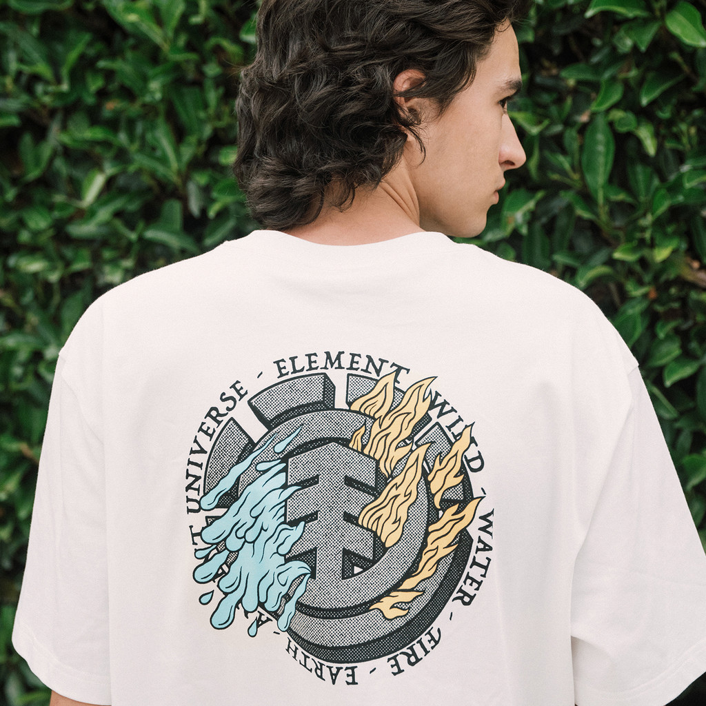 Spot Element Skateboard Short Sleeve Retro Street Style T-shirt Pure Cotton Print White Sport tee