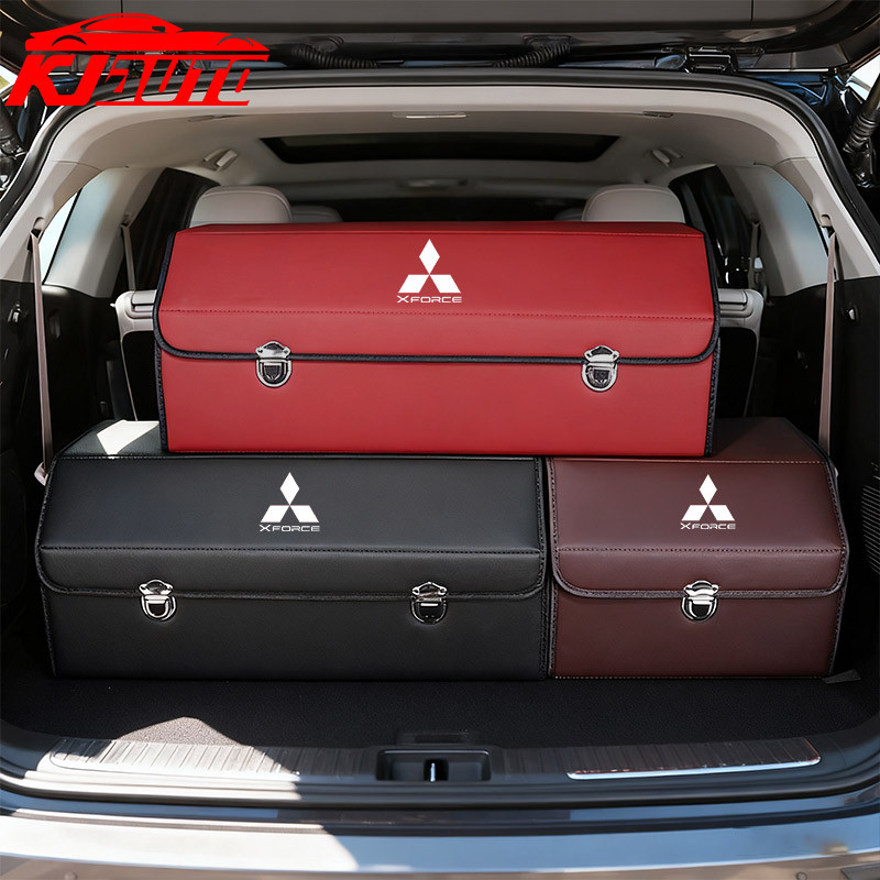 Mitsubishi XForce รถกล่องเก็บ PU หนังอเนกประสงค์พับรถ Trunk Storage Organizer รถจัดเก็บสําหรับ X-Force Exceed Ultimate E-x Force อุปกรณ์ตกแต่งภายใน