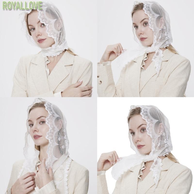 Royal Lace ดอกไม้ Headscarf สําหรับงานแต่งงานเจ้าสาว Latin Mass Headscarf Veil สําหรับผู้หญิงคาทอลิก