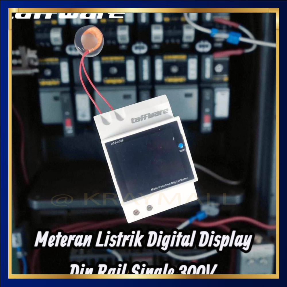 Taffiware จอแสดงผลดิจิตอล Din Rail เดี่ยว 300V มิเตอร์ไฟฟ้า - D52-2066