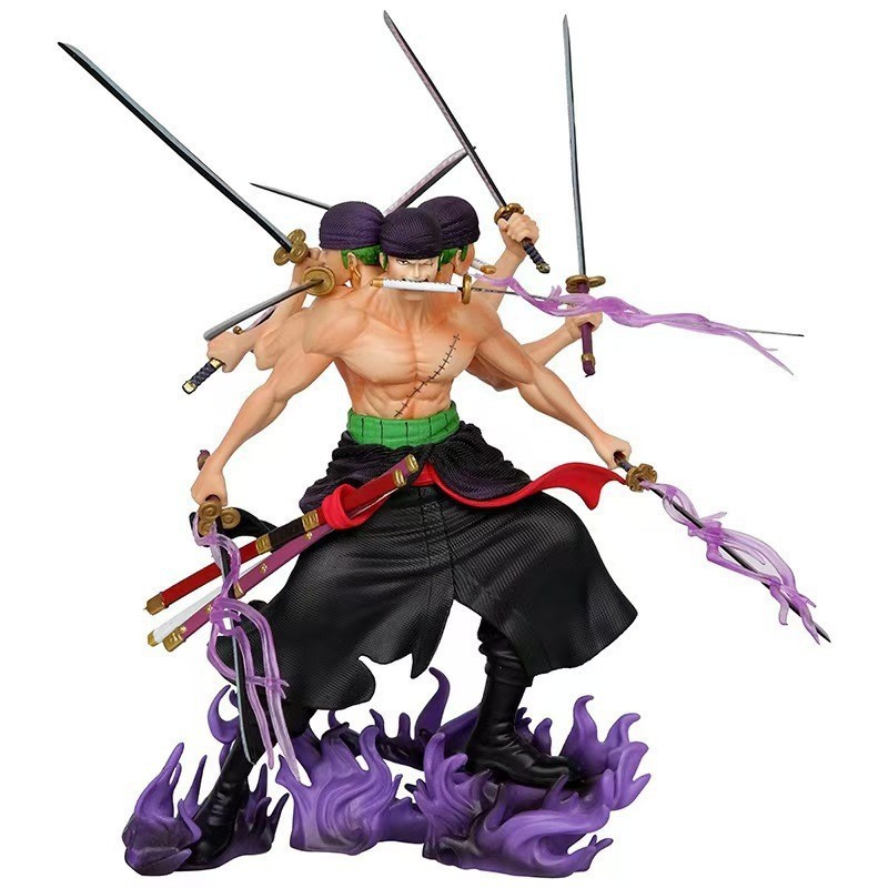 One Piece Wano Battle Nine-Sword สไตล์ Zoro Ashura สามหัวหกแขน Enma Zoro รูปปั้นรูป