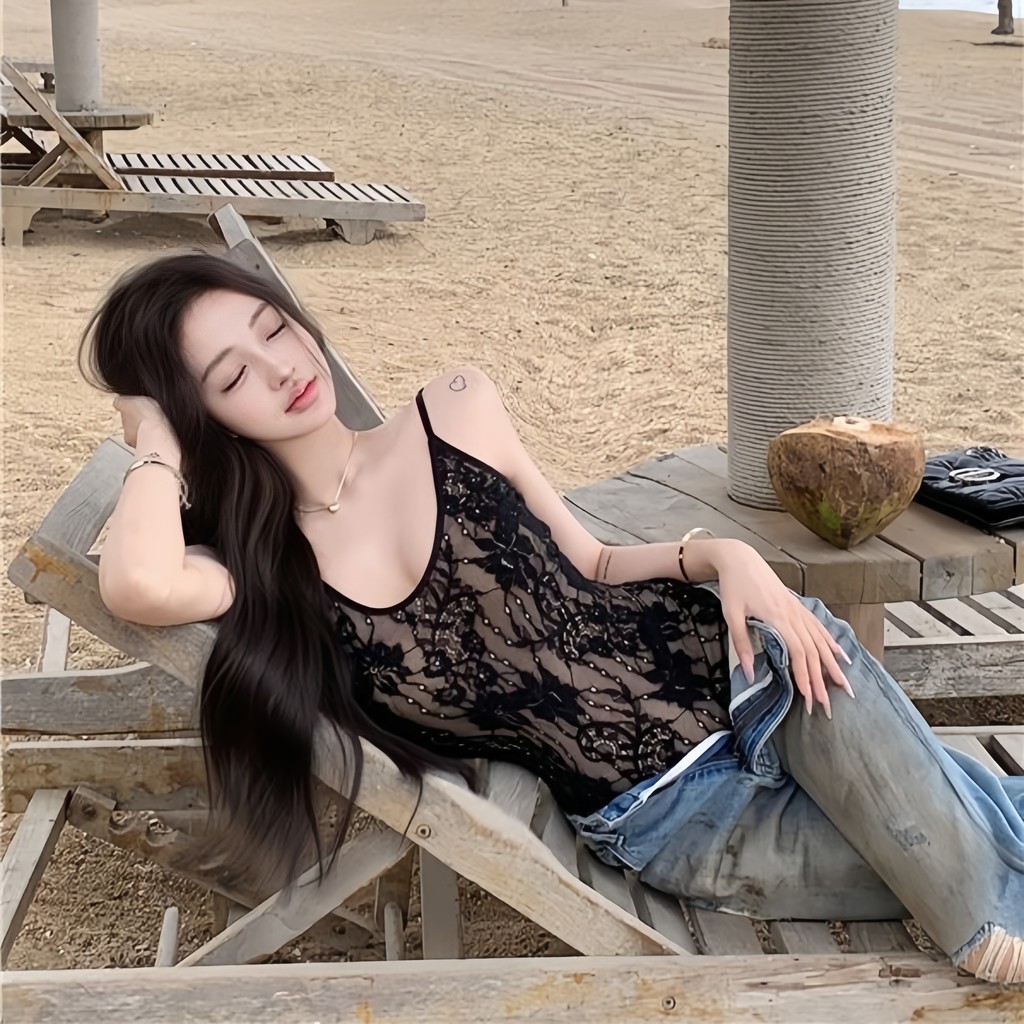 Vogue🌟พร้อมส่ง🌟 ชุดบอดี้สูท ลายลูกไม้ สีขาวครีมดำ เรียบหรูเซ็กซี่มากแม่ #C010 - รูปที่ 3