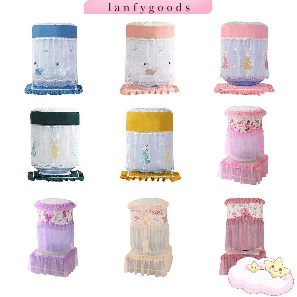 LANFYGOODS ปลอกถังจ่ายน้ํา,ผ้ากันฝุ่นลูกไม้ตาข่ายฝาครอบตู้น้ํา,นํามาใช้ใหม่เปิดด้านบนดื่มน้ําพุปกป้องขวดกันฝุ่น
