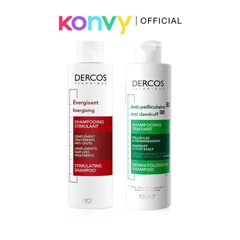 Vichy Dercos Shampoo Vichy แชมพูสําหรับทําความสะอาดเส้นผมและหนังศีรษะ (Aminexil/ป้องกันรังแค/ป้องกัน