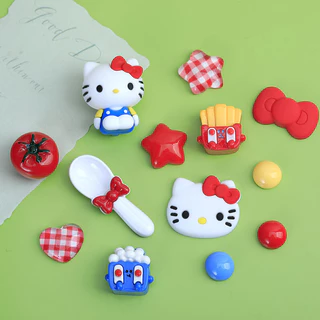 ชุดปุ่มแมวสีแดง KT สำหรับตกแต่งรองเท้าและของใช้ DIY แบบชิค!
