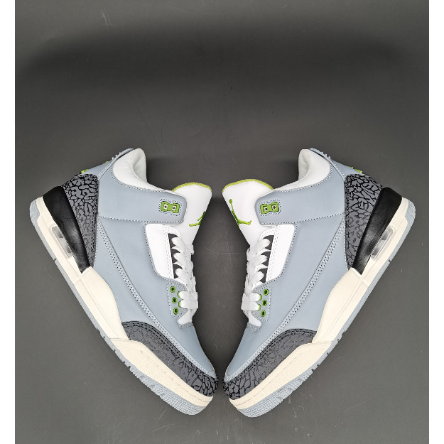 Jordan Air Jordan 3 Retro Shock Absorption AJ3 รองเท้าบาสเก็ตบอลคลอโรฟิลล์ระดับกลาง AJ3
