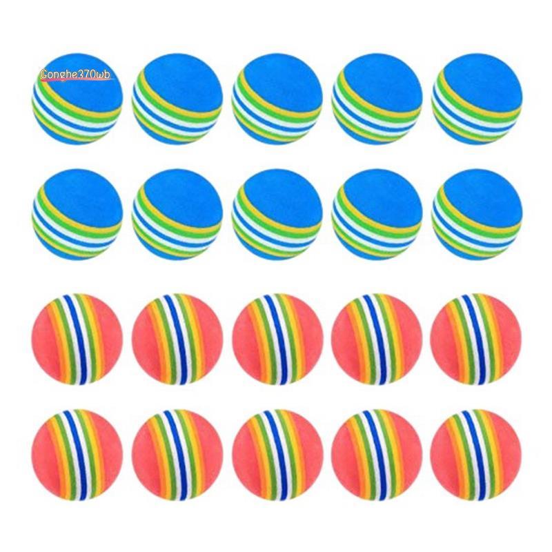 20 ชิ้นลูกกอล์ฟSoft Foam Garden Golf Balls Practice Golf Balls ฟองน้ํา Rainbow Golf Balls สําหรับในร