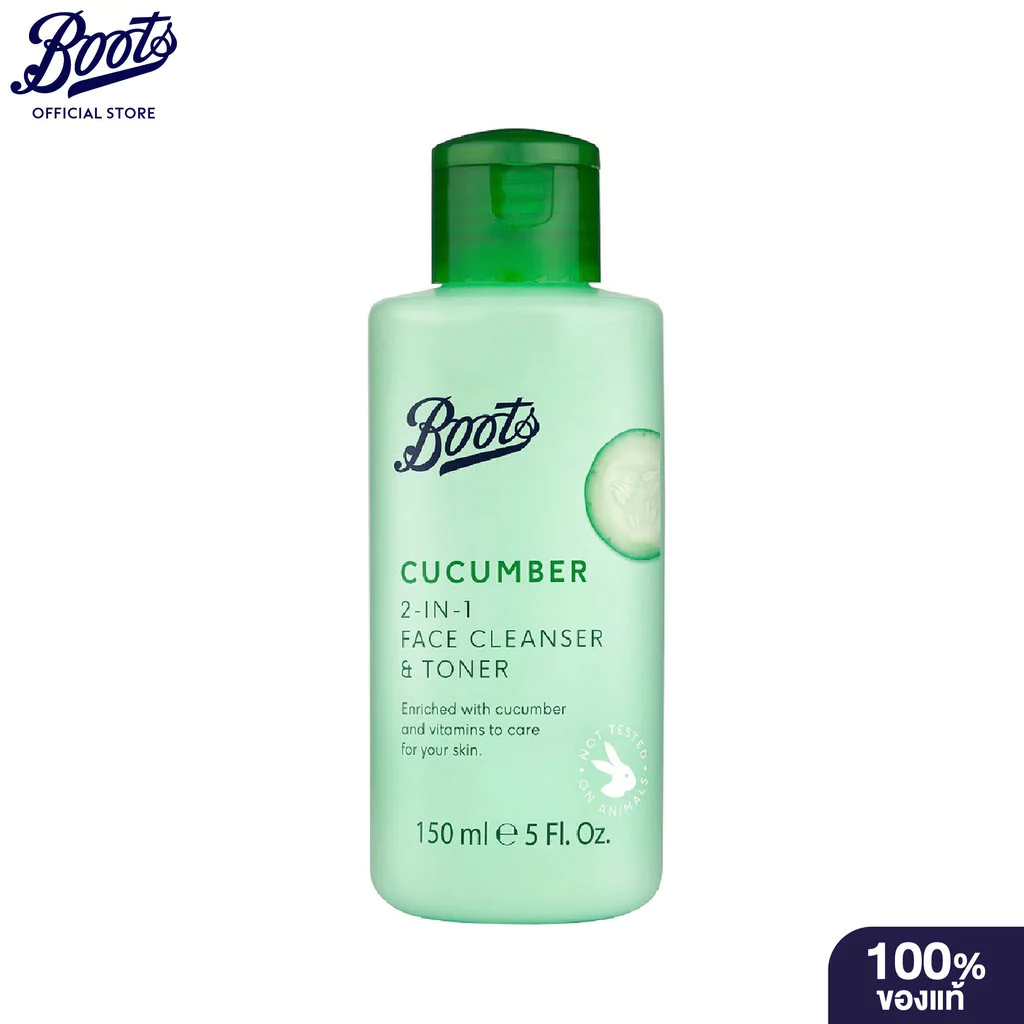 Boots Cucumber 2-In-1 Face Cleanser & Toner 150Ml บู๊ทส์ คิวคัมเบอร์ 2-อิน-1 เฟซ คลีนเซอร์ & โทนเนอร์ 150มล.