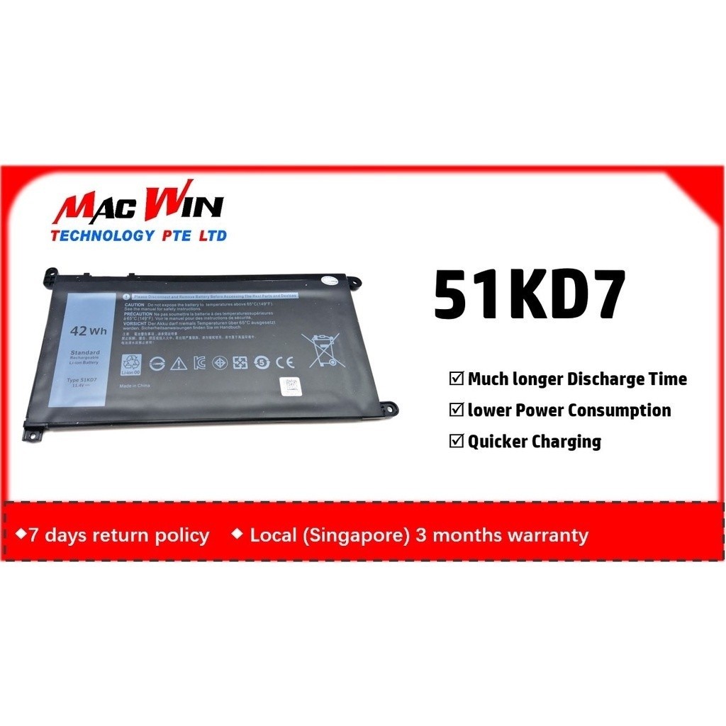 51KD7 Laptop Battery Replacement for Dell Chromebook 11 3100 3180 3189 5190 3181 2in1 Series