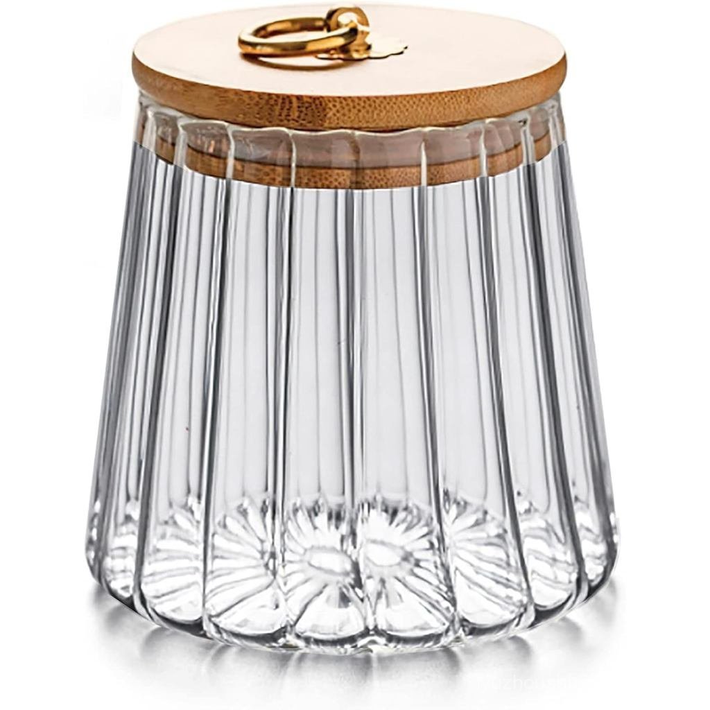 FANTESTICRYAN Glass Coffee Nuts Canister Airtight Storage Jar Petal Decorative Container with Bamboo