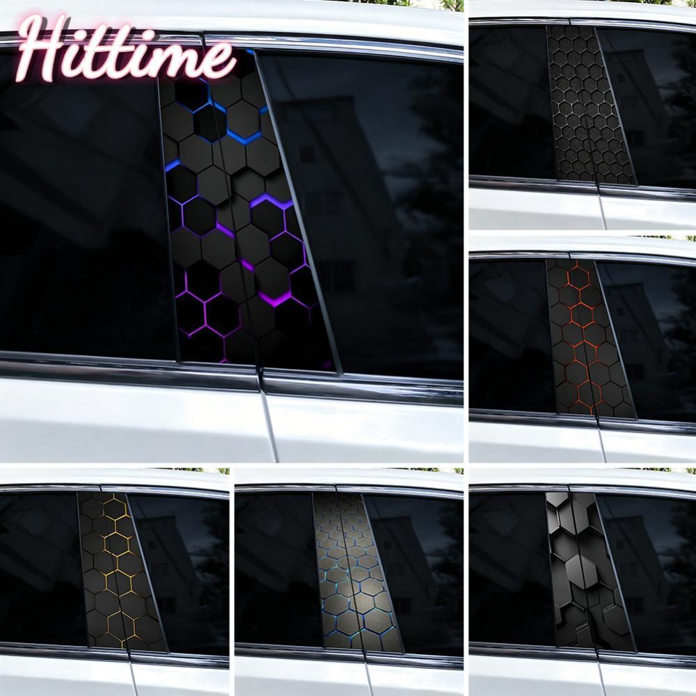 HITTIME 2 ชิ้นสติกเกอร์รถ B เสาศูนย์คอลัมน์ห่อรูปลอกครอบคลุม DIY ป้องกันรอยขีดข่วนสติกเกอร์ตกแต่งกัน