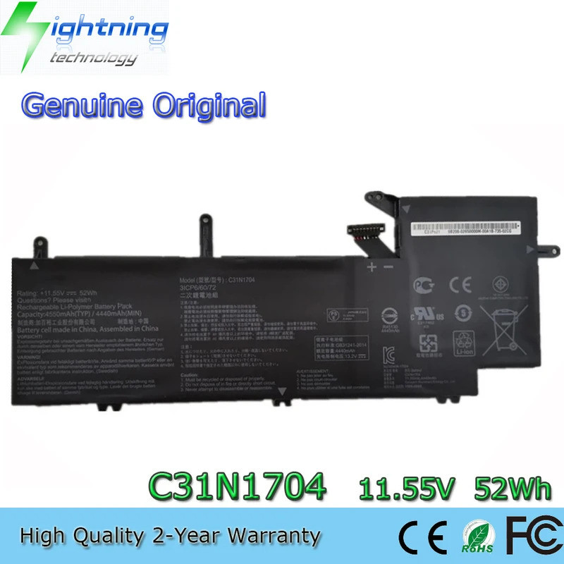 ใหม่ C31N1704 11.55V 52Wh แบตเตอรี่แล็ปท็อปสําหรับ Asus ZenBook Flip UX561UD UX561UD-E2019T Q535U 0B