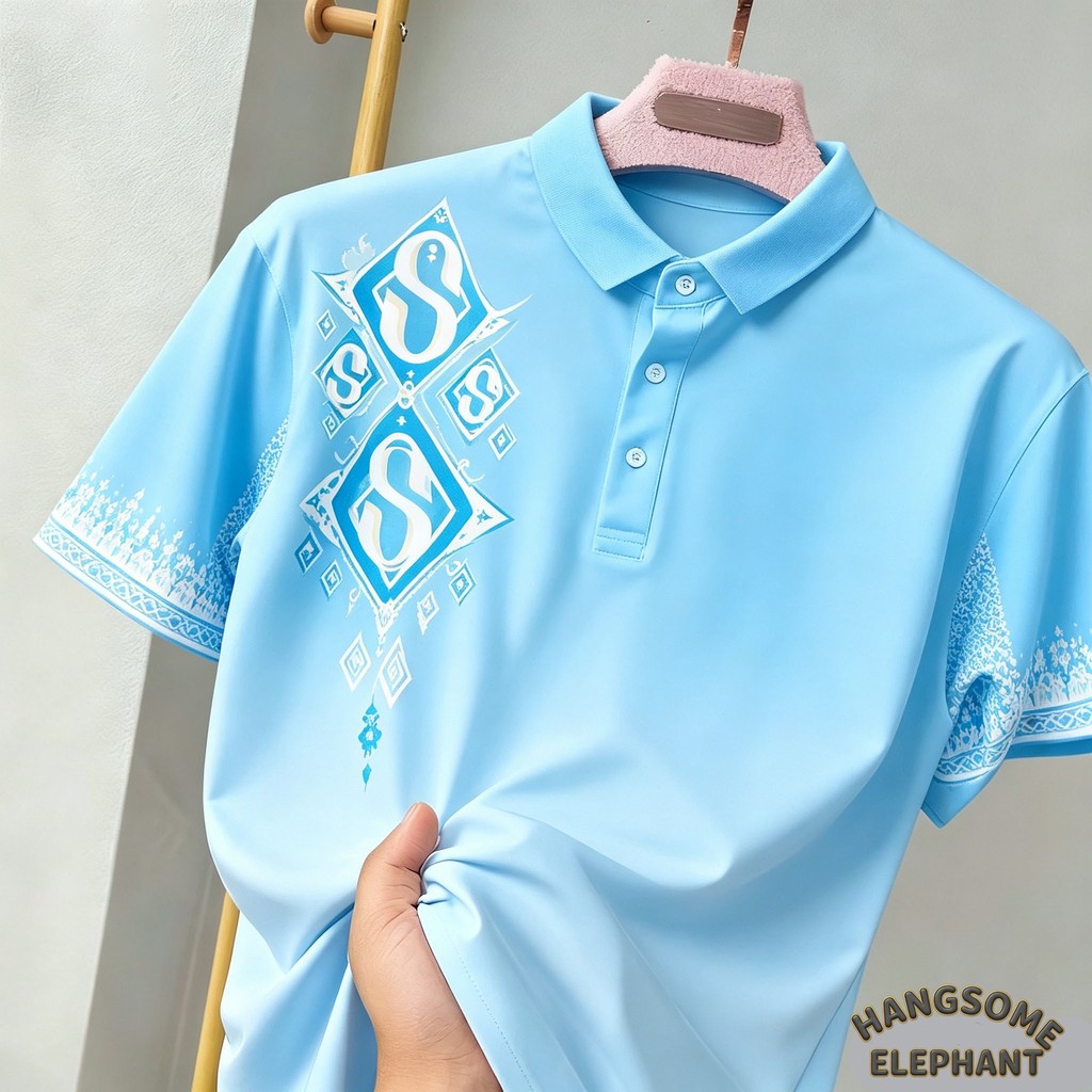 เสื้อโปโลลายไทย ลายสร้อยทอง ปี2026 ไม่จํากัดเพศ ใส่สบาย ไม่ร้อน ไม่ต้องรีด แขนสั้น นุ่ม ระบายอากาศ เสื้อโปโลชาย