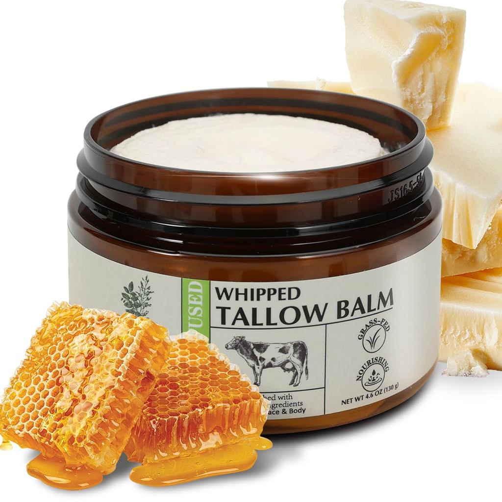 Grass Fed Beef Tallow สําหรับผิว, เนยผิวจืดพร้อมน้ําผึ้งดิบ, สารสกัดสมุนไพร, ครีมบํารุงผิวเนยออร์แกน