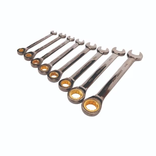 EURO KING TOOLS ประแจแหวนฟรีข้าง 8 ตัวชุด ประแจฟรีข้างนิเกิล 8-19m ของแท้ 100%