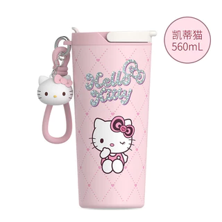 Sanrio ถ้วยฟางสแตนเลสสาวน่ารักถ้วยน้ําพกพามูลค่าสูงถ้วยน้ํา Hello Kitty