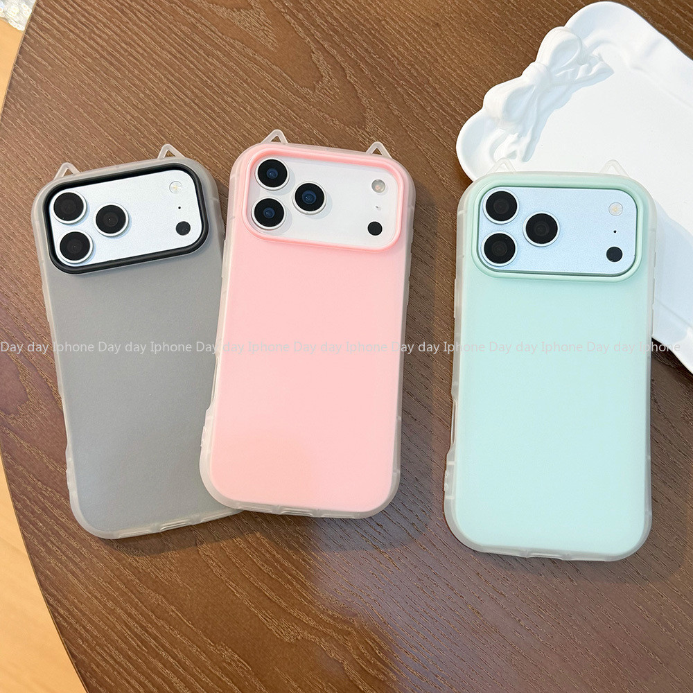 คสหูแมว 2in1 เคสเยลลี่ใส สำหรับ iPhone 11 12 13 14 15 16 17 Pro Max TPU นิ่ม กันกระแทก ลายหูแมวน่ารัก ซิลิโคน กันตก