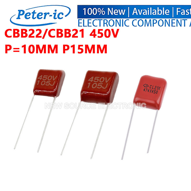 (10 ชิ้น) CBB22/21 ตัวเก็บประจุ 450V 1UF 0.22UF 4.7UF 0.47UF 1UF 105K 224J 475K 447K 105J P10MM P15M