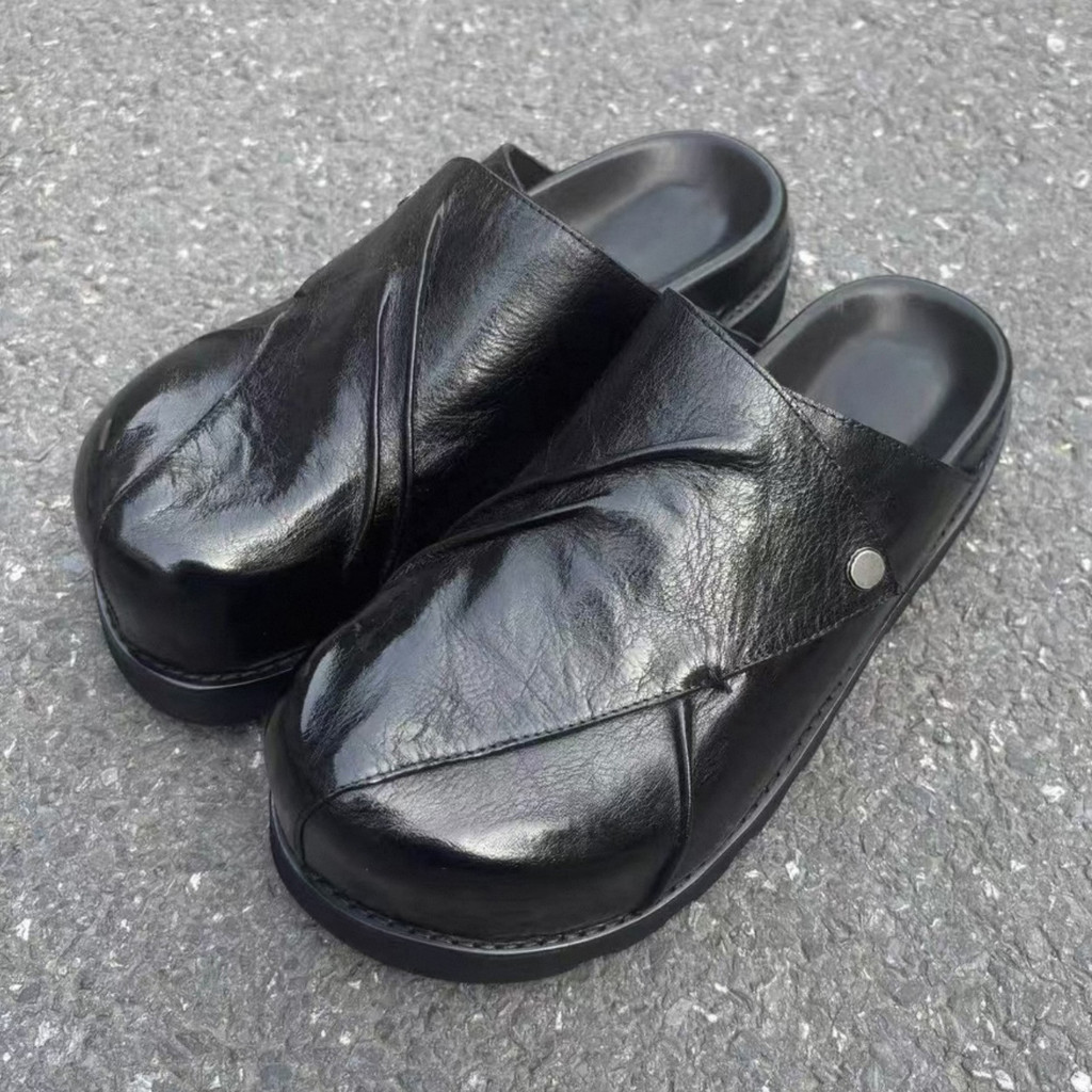 ของแท้หนังรุ่น ~ ผู้ชายผู้หญิงสไตล์เดียวกัน Retro Baotou Birkenstock รองเท้า 2026 ฤดูใบไม้ผลิสบายๆหนา Soled สวมใส่ด้านนอก Slip-On ขี้เกียจรองเท้าแตะ